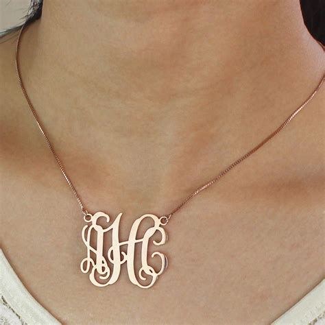 Rose Monogram Necklace in Gold 